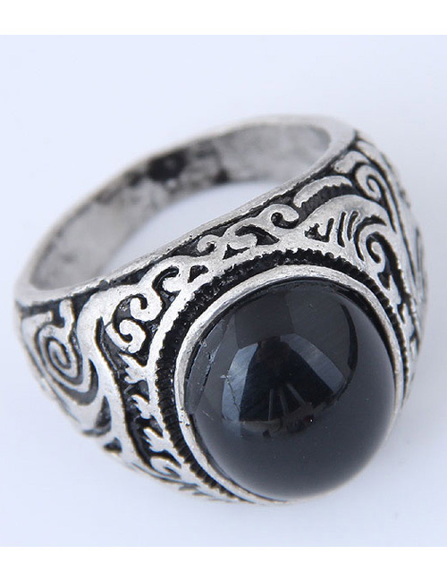 Vintage Black Diamond Decorated Ring