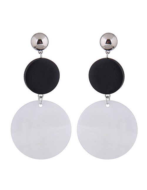 Elegant White+black Round Shape Design Simple Earrings