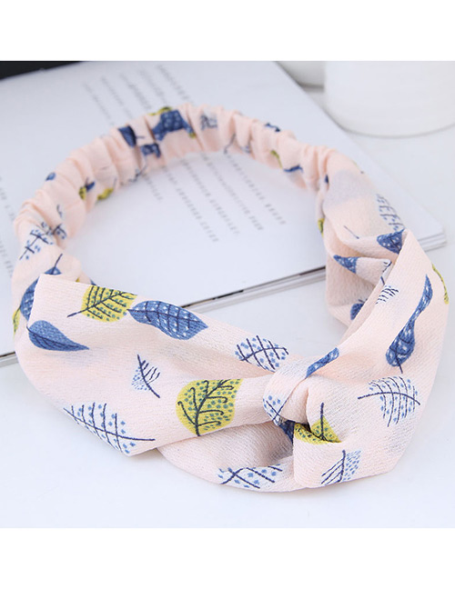 Sweet Pink Leaf Pattern Decorated Wide Hair Band