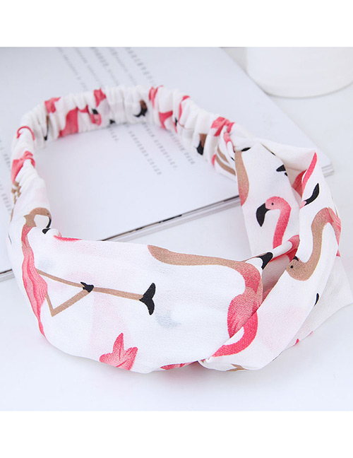 Sweet White Flamingo Pattern Decorated Wide Hair Band