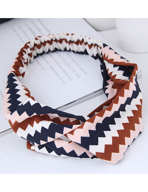 Fashion Navy+brown Sawtooth Pattern Decorated Hairband