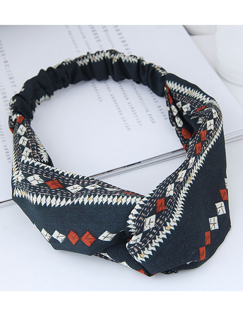 Fashion Navy Rhombus Pattern Decorated Hairband