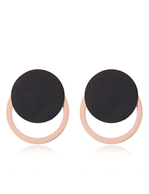 Fashion Black Round Shape Decorated Earrings