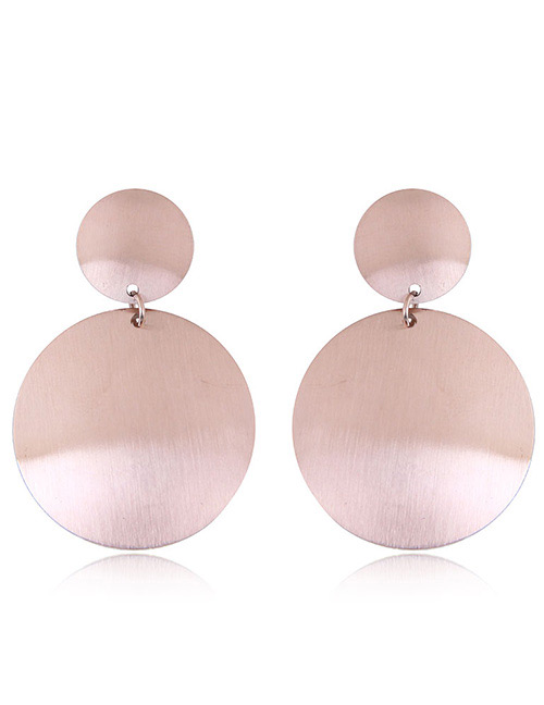 Fashion Rose Gold Round Shape Decorated Pure Color Earrings