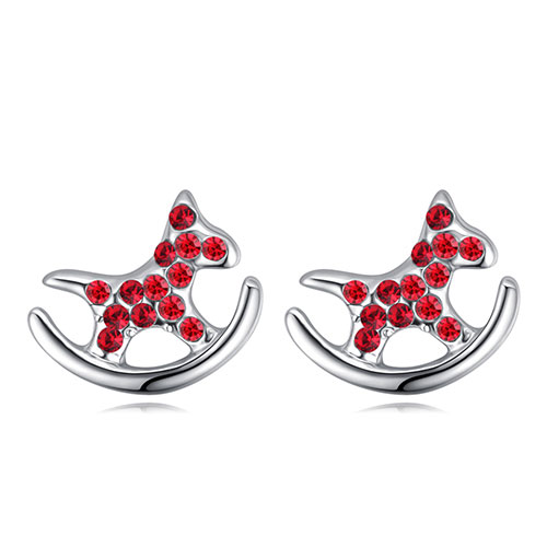 Fashion Red Horse Shape Decorated Earrings