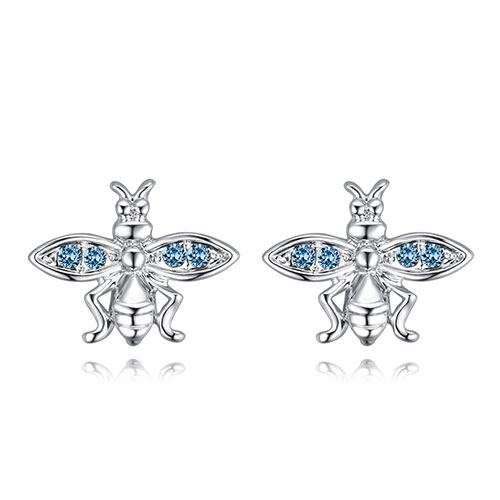 Fashion Blue Bee Shape Decorated Earrings