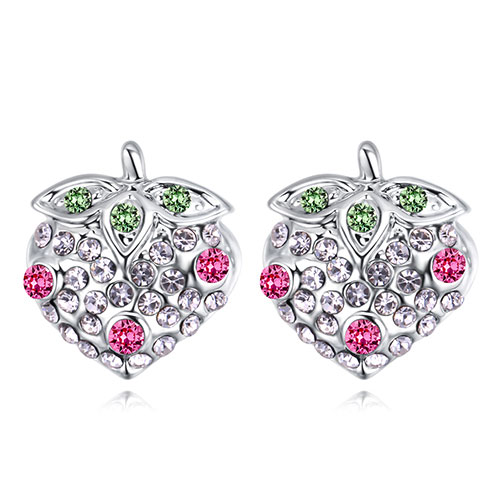 Fashion Plum Red Strawberry Shape Decorated Earrings