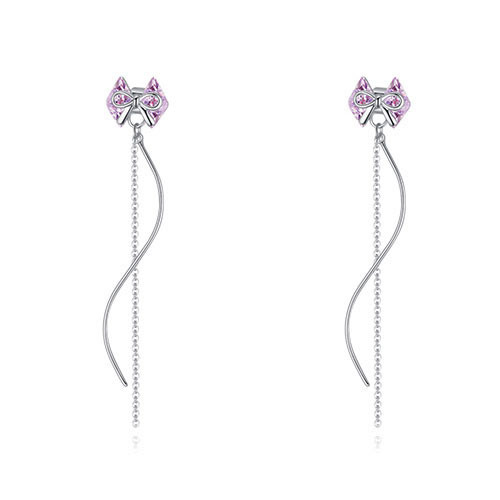 Fashion Pink Bowknot Shape Decorated Long Earrings