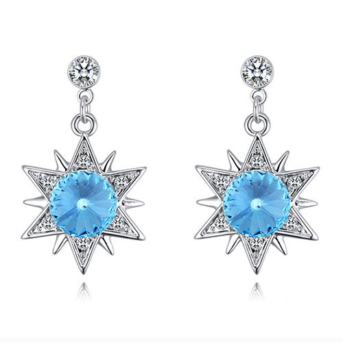 Fashion Blue Star Shape Decorated Long Earrings