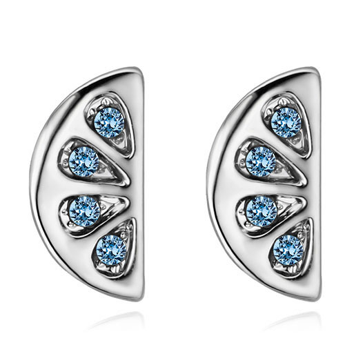 Fashion Blue Semicircle Shape Design Simple Earrings