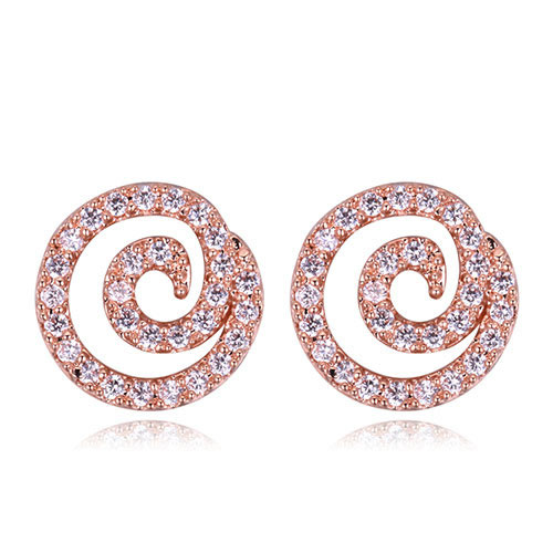 Fashion Rose Gold Vortex Shape Decorated Simple Earrings