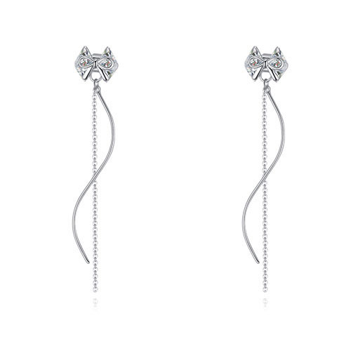 Fashion White Bowknot Shape Decorated Long Earrings
