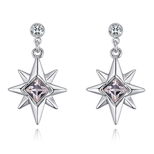 Fashion White Star Shape Decorated Pure Color Earrings