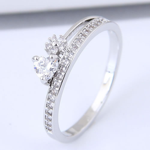 Fashion Silver Color Flower Decorated Pure Color Ring