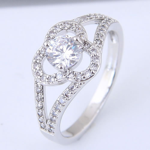 Fashion Silver Color Flower Decorated Hollow Out Ring