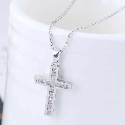 Fashion Silver Color Cross Shape Pendant Decorated Necklace