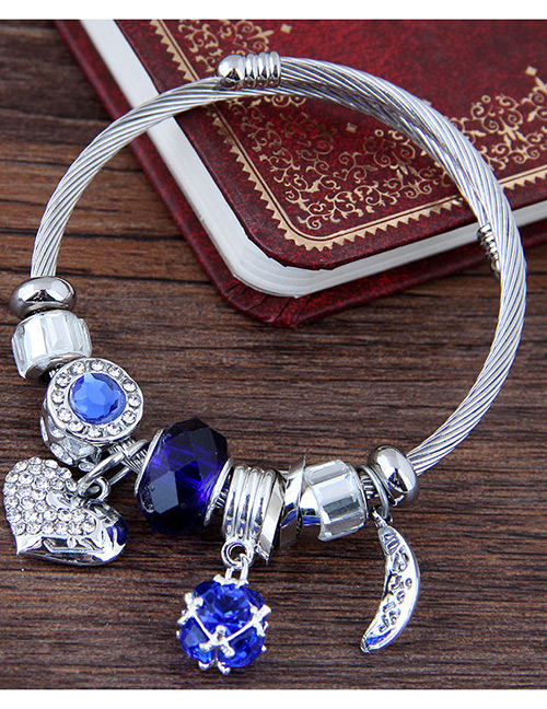 Fashion Sapphire Blue Heart Shape Decorated Bracelet