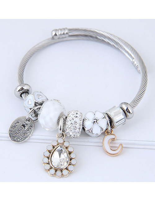 Fashion Beige Waterdrop Shape Decorated Bracelet