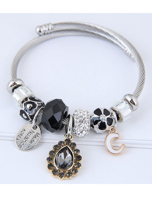 Fashion Black Waterdrop Shape Decorated Bracelet