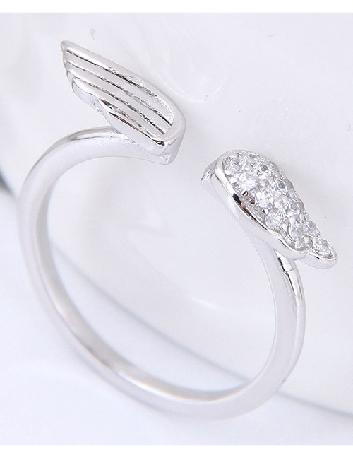 Fashion Silver Color Wing Shape Decorated Opening Ring