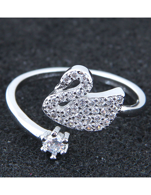 Fashion Silver Color Swan Shape Decorated Opening Ring