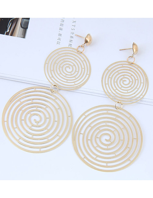 Fashion Gold Color Circular Ring Shape Decorated Earrings