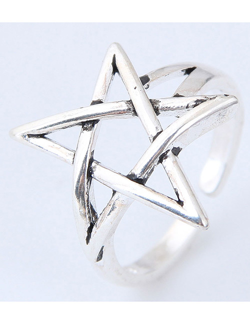 Vintage Silver Color Star Shape Decorated Ring