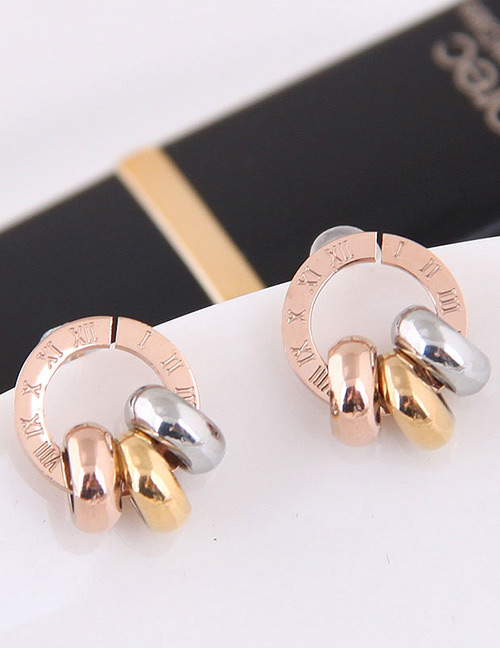 Fashion Multi-color Circular Ring Decorated Earrings