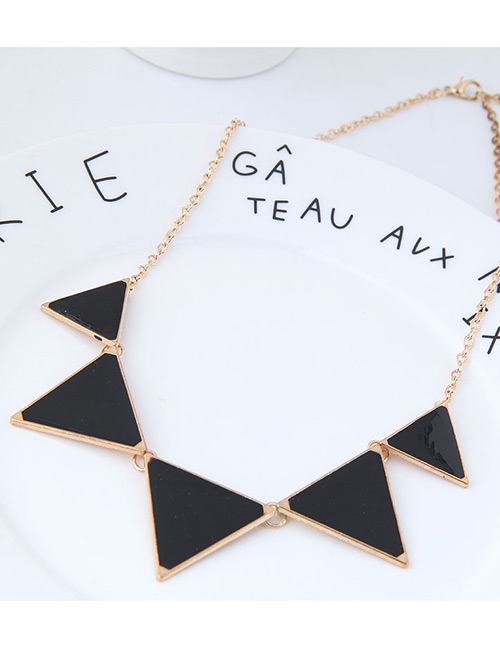 Fashion Gold Color+black Triangle Shape Decorated Necklace