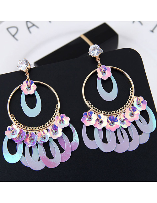Fashion Purple Circular Ring Shape Decorated Earrings