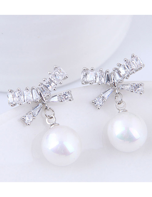 Elegant Silver Color Bowknot Shape Design Simple Earrings