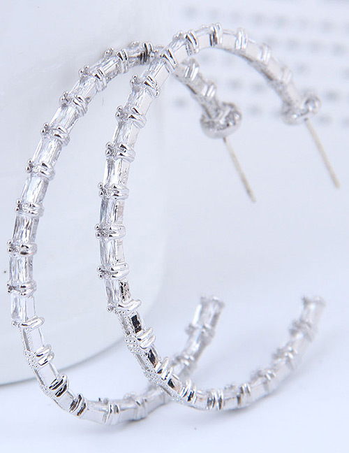 Elegant Silver Color Circular Ring Shape Design Earrings