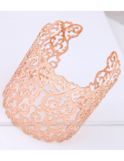 Fashion Rose Gold Hollow Out Design Opening Bracelet