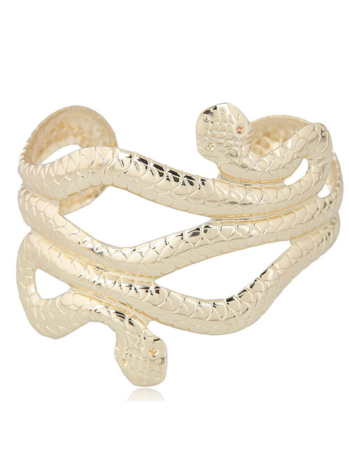 Fashion Gold Color Snake Shape Decorated Opening Bracelet