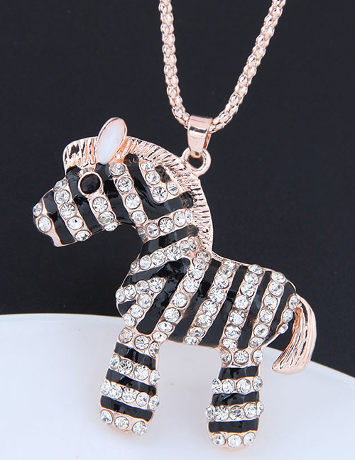 Fashion Rose Gold Zebra Shape Decorated Necklace