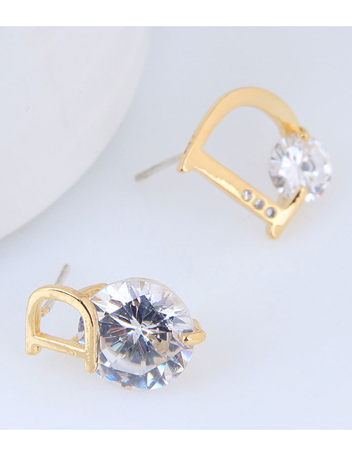 Fashion Gold Color D Letter Shape Decorated Earrings