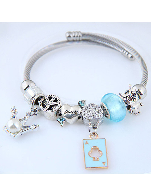 Fashion Silver Color+blue Crown Shape Decorated Bracelet