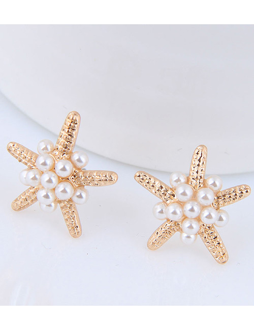 Elegant Gold Color Starfish Shape Design Pure Color Earrings