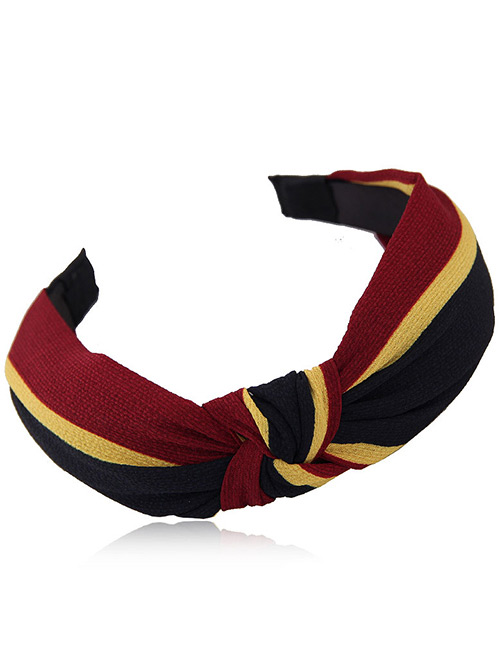 Fashion Claret Red+black Stripe Pattern Decorated Hairband
