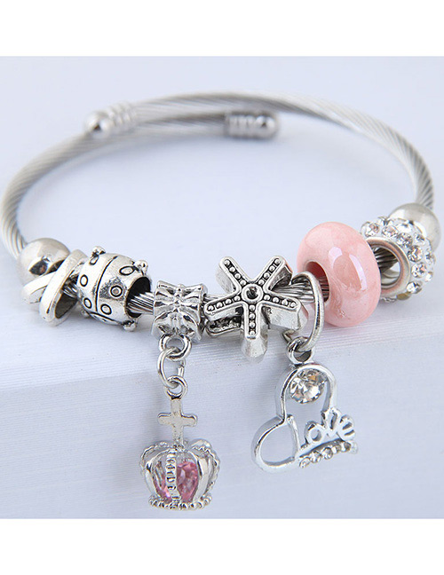 Fashion Pink Crown Shape Decorated Bracelet