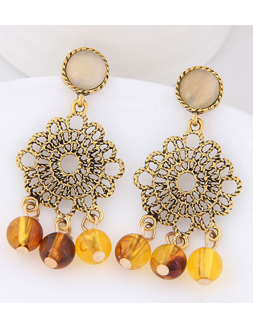 Fashion Yellow Hollow Out Design Pure Color Earrings
