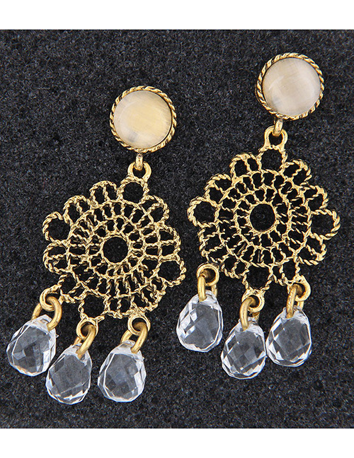 Fashion Gold Color Hollow Out Design Pure Color Earrings