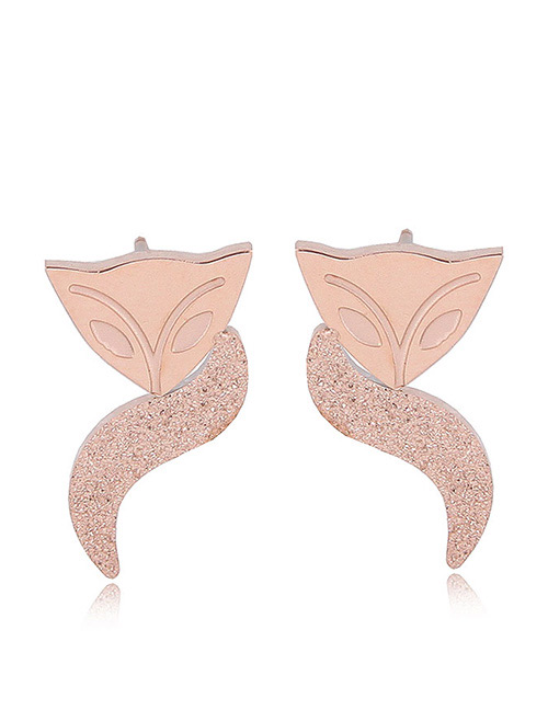 Fashion Rose Gold Owl Shape Decorated Earrings