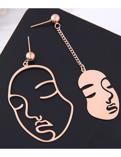 Fashion Rose Gold Face Shape Decorated Earrings