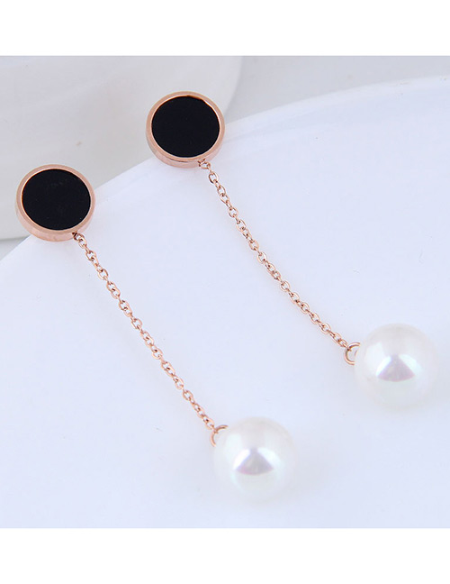 Fashion Rose Gold+white Pearl Decorated Earrings