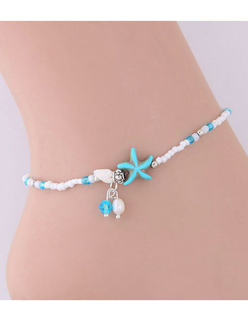 Elegant White+silver Color Starfish&seashell Decorated Anklte