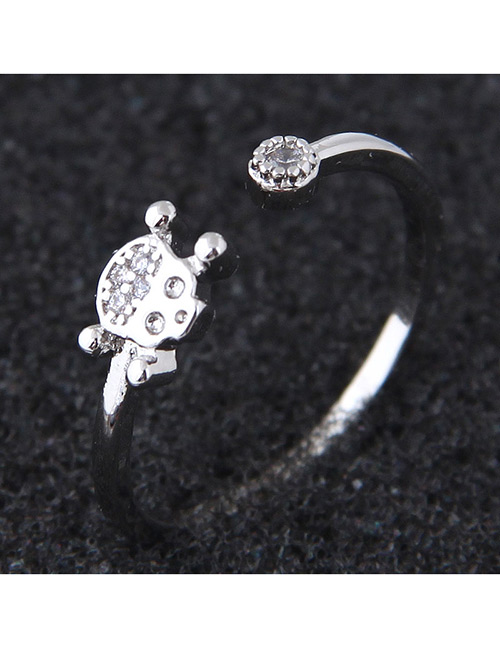 Elegant Silver Color Diamond Decorated Pure Color Opening Ring