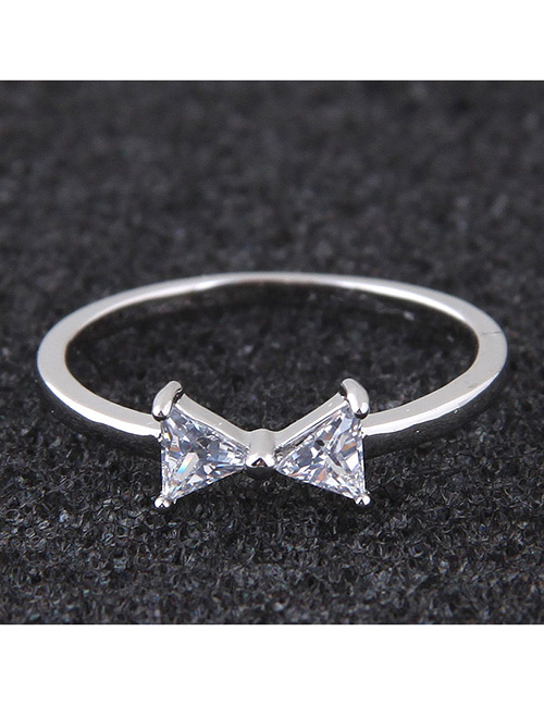 Elegant Silver Color Bowknot Shape Design Simple Ring