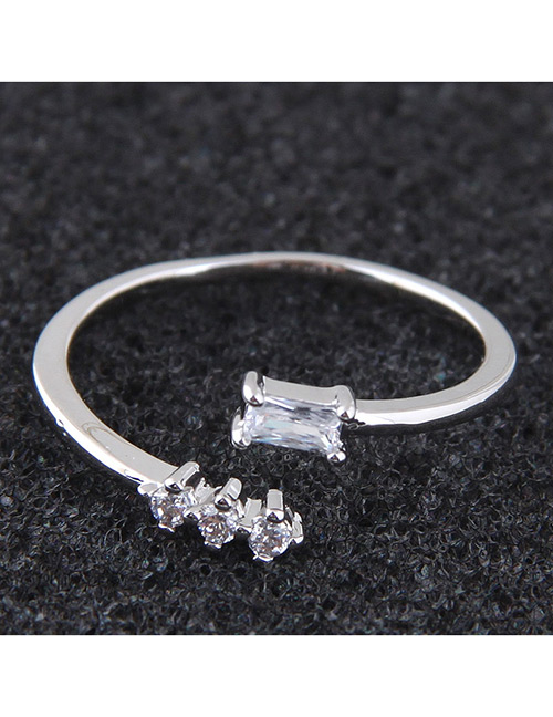 Elegant Silver Color Diamond Decorated Opening Ring