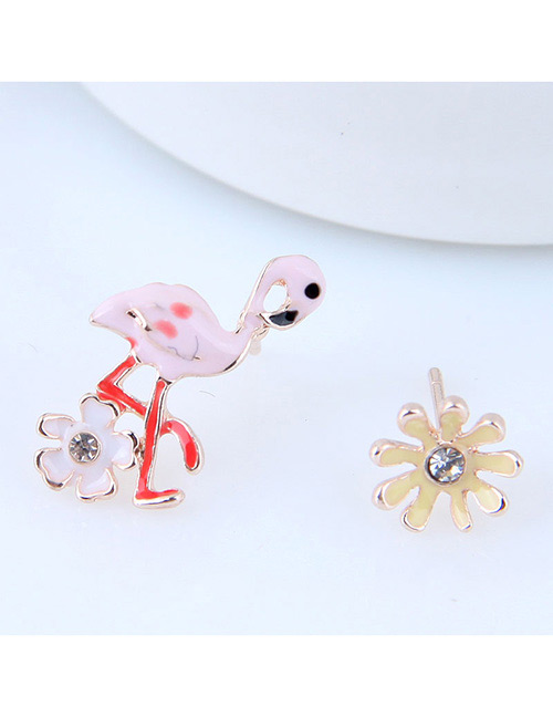 Fashion Multi-color Flamingo&flower Shape Decorated Earrings